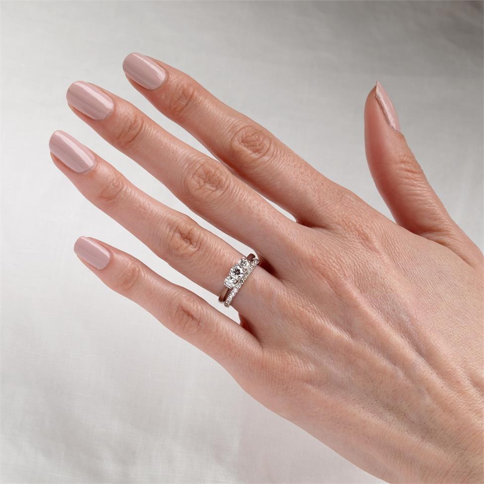 Platinum Diamond Three Stone Engagement Ring 0.75ct Thumbnail Image 1
