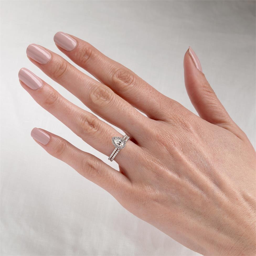 Platinum Pear Shape Diamond Halo Engagement Ring 0.85ct Thumbnail Image 1