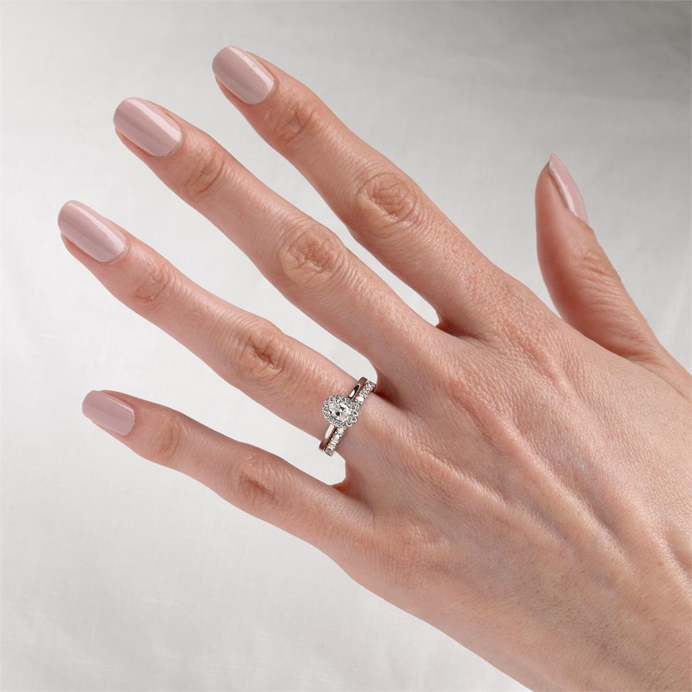 Platinum Oval Diamond Halo Engagement Ring 0.45ct Thumbnail Image 1