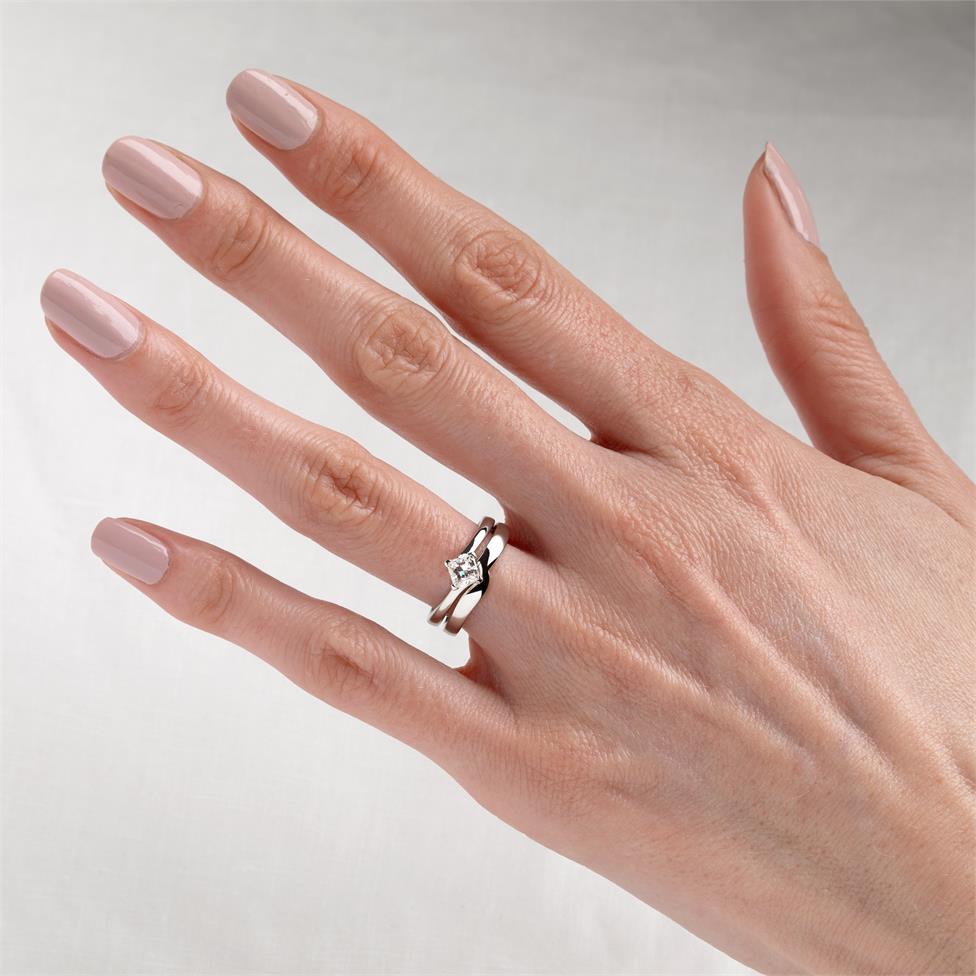 Platinum Twist Design Princess Cut Diamond Solitaire Engagement Ring 0.50ct Thumbnail Image 1