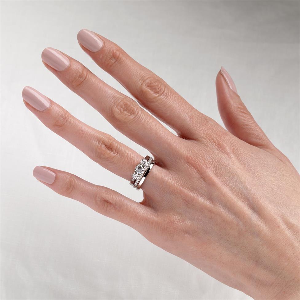 Platinum Diamond Three Stone Engagement Ring 0.90ct Thumbnail Image 1