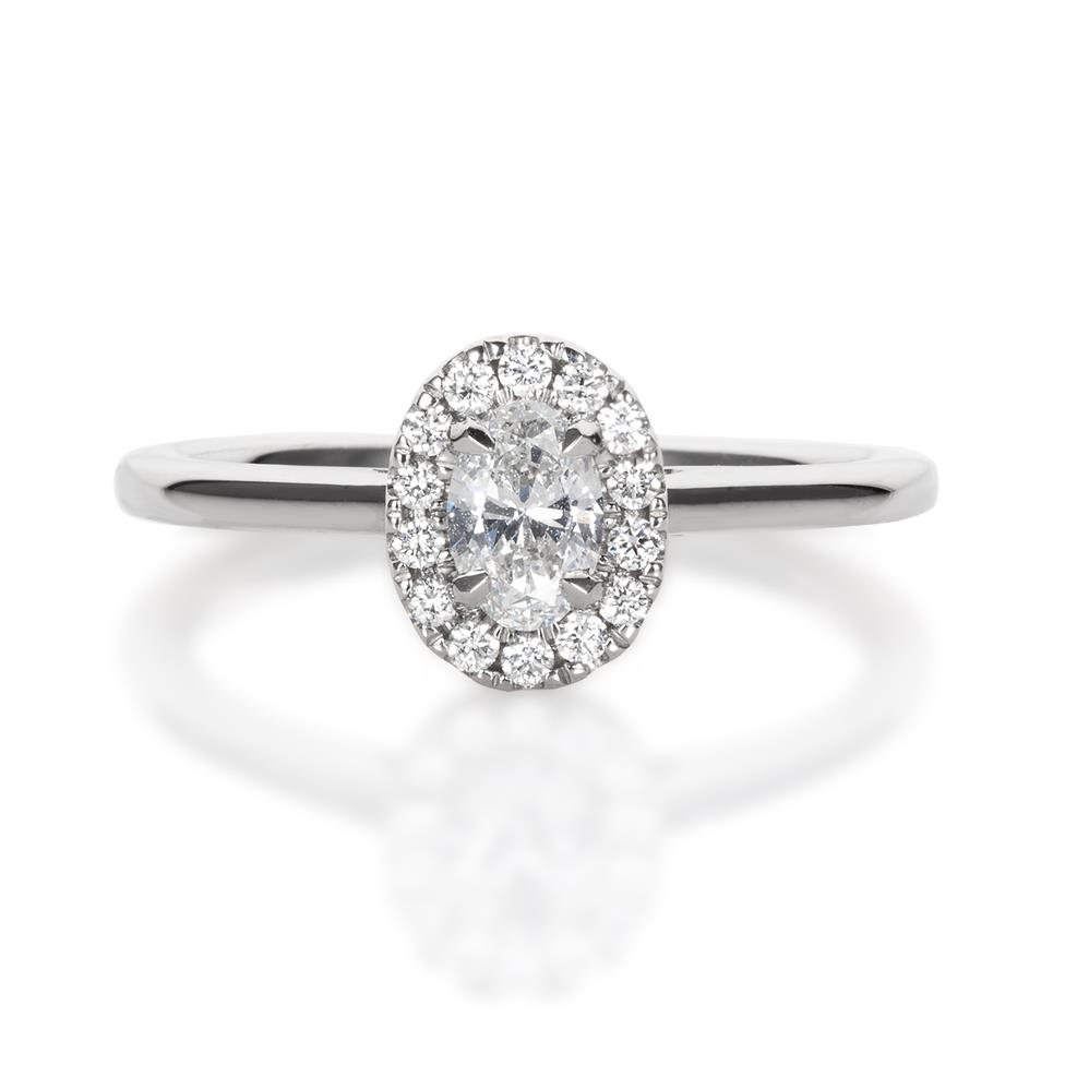 Platinum Oval Diamond Halo Engagement Ring 0.45ct Thumbnail Image 2