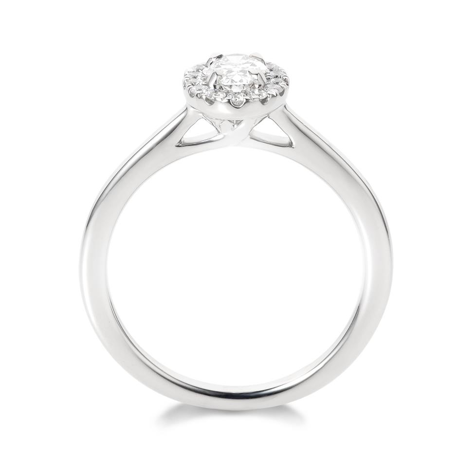 Platinum Oval Diamond Halo Engagement Ring 0.45ct Thumbnail Image 3