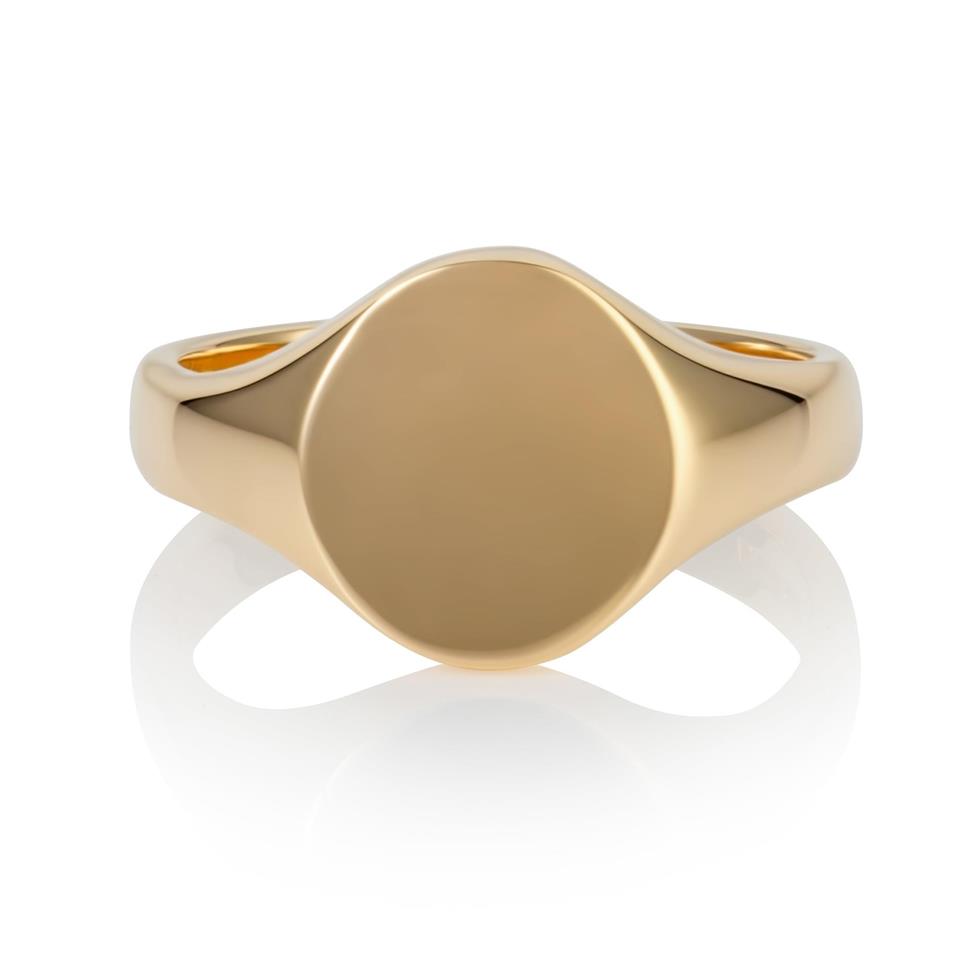 9ct Yellow Gold Small Oval Signet Ring  Thumbnail Image 1
