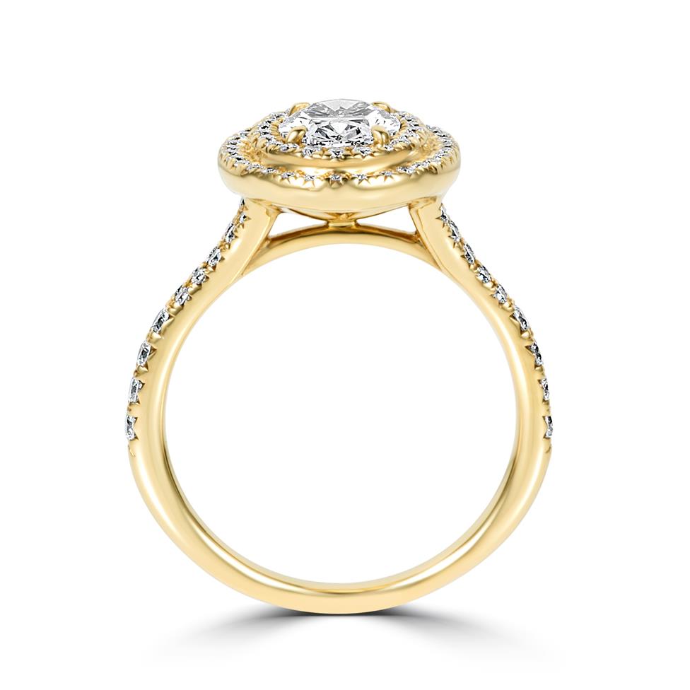 18ct Yellow Gold Oval Diamond Double Halo Engagement Ring 1.50ct Thumbnail Image 2