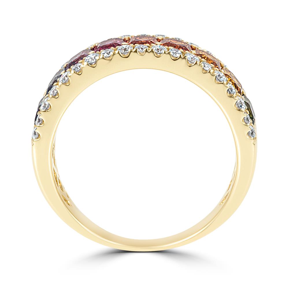 Samba 18ct Yellow Gold Rainbow Sapphire and Diamond Dress Ring Thumbnail Image 5