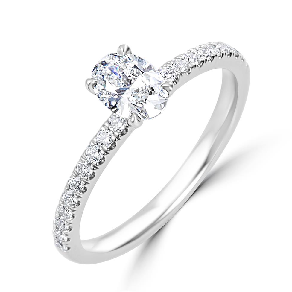 Platinum Oval Diamond Solitaire Engagement Ring 0.70ct Thumbnail Image 0