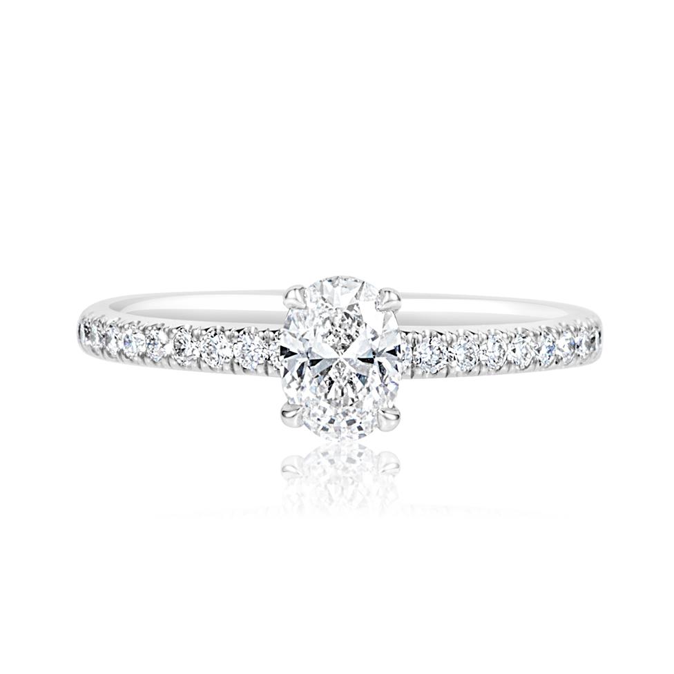 Platinum Oval Diamond Solitaire Engagement Ring 0.70ct Thumbnail Image 1