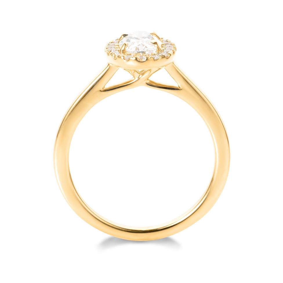 18ct Yellow Gold Oval Diamond Halo Engagement Ring 0.90ct Thumbnail Image 2