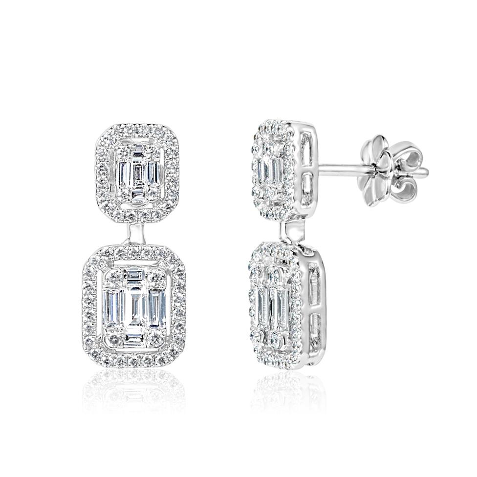 Odyssey 18ct White Gold Diamond Drop Earrings Thumbnail Image 0