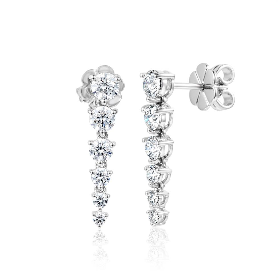 18ct White Gold Diamond Drop Earrings 23mm Thumbnail Image 0
