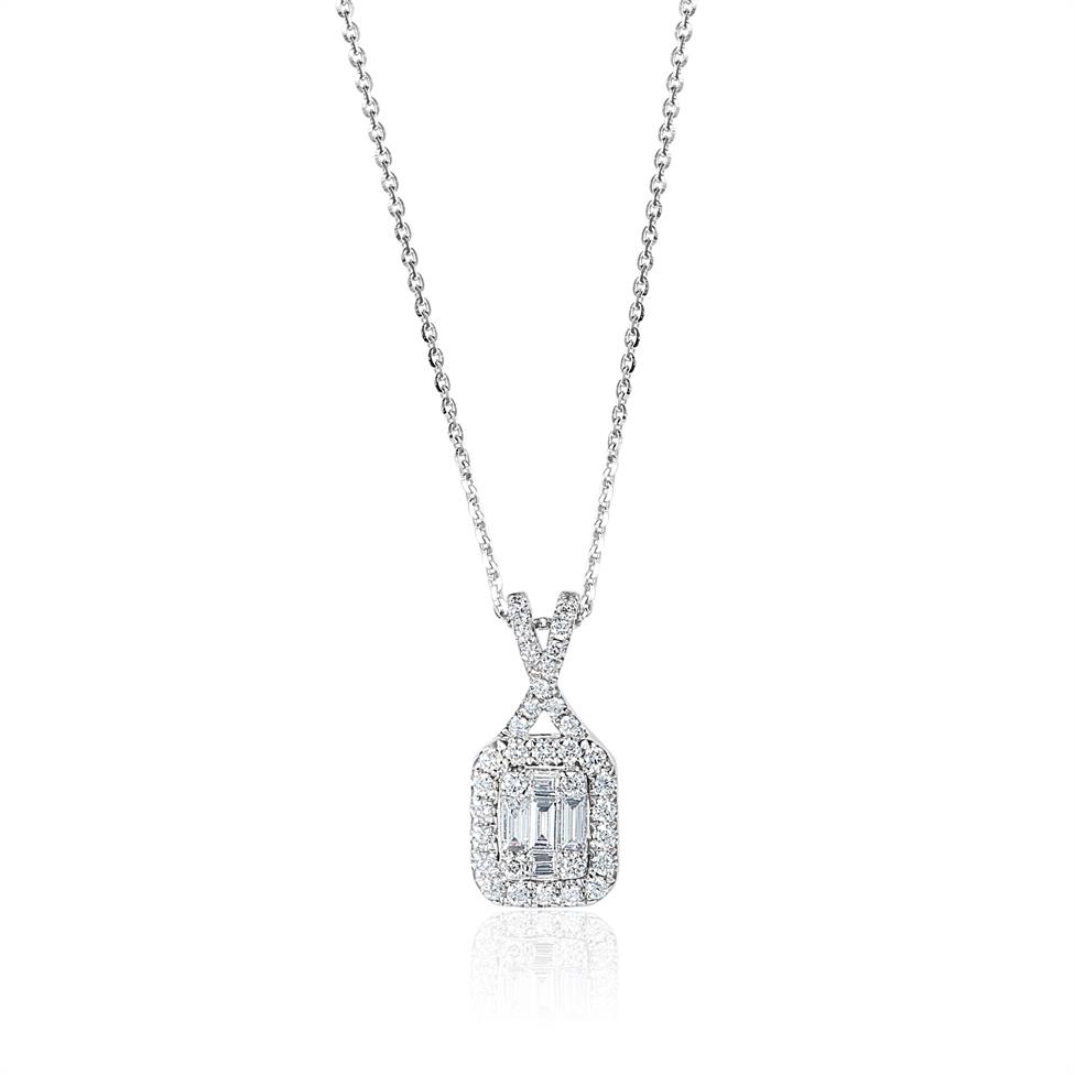 Odyssey 18ct White Gold Diamond Crossover Pendant Thumbnail Image 0