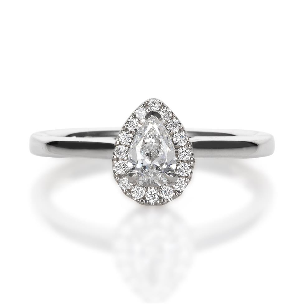Platinum Pear Shape Diamond Halo Engagement Ring 0.40ct Thumbnail Image 1