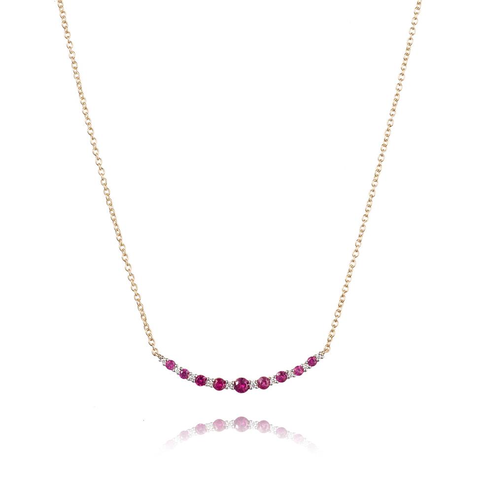 18ct Yellow Gold Ruby and Diamond Necklace Thumbnail Image 0