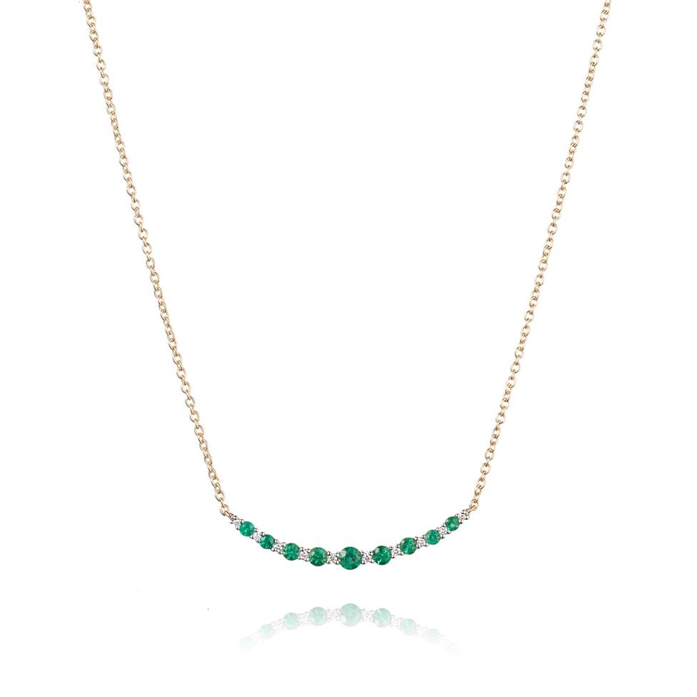 18ct Yellow Gold Emerald and Diamond Necklace Thumbnail Image 0