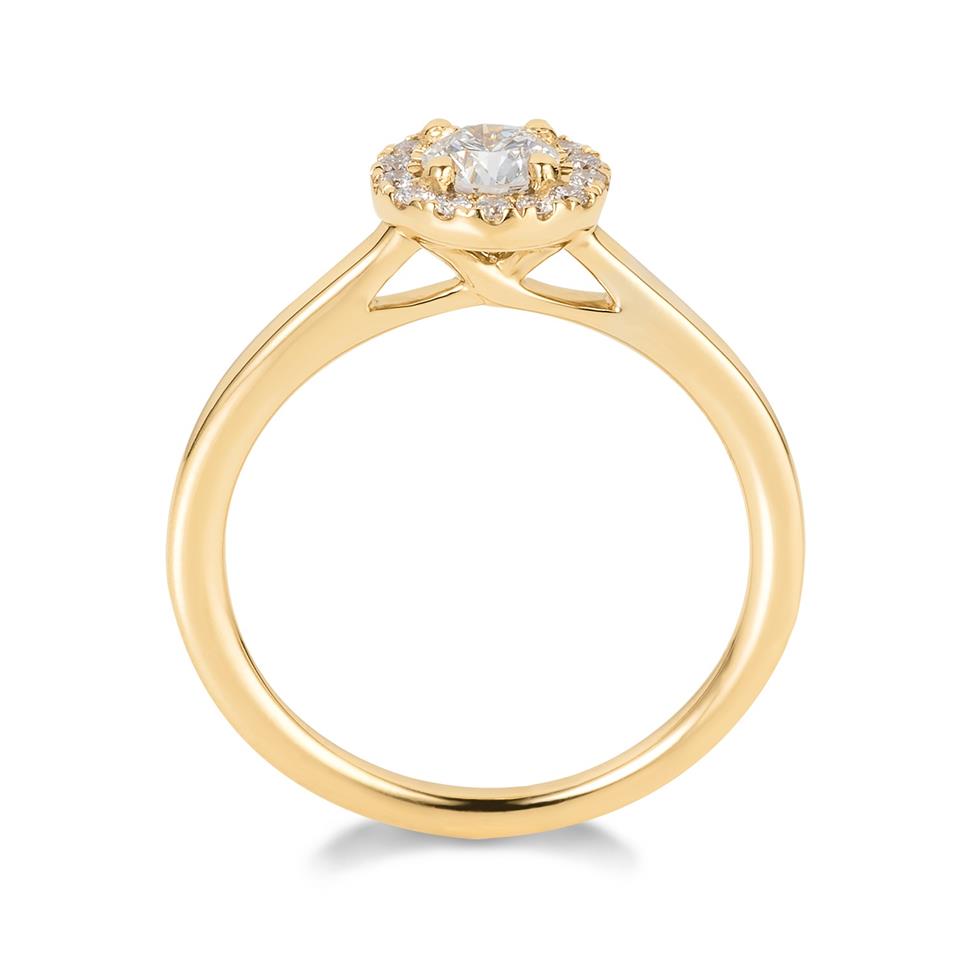 18ct Yellow Gold Diamond Round Halo Engagement Ring 0.48ct Thumbnail Image 3