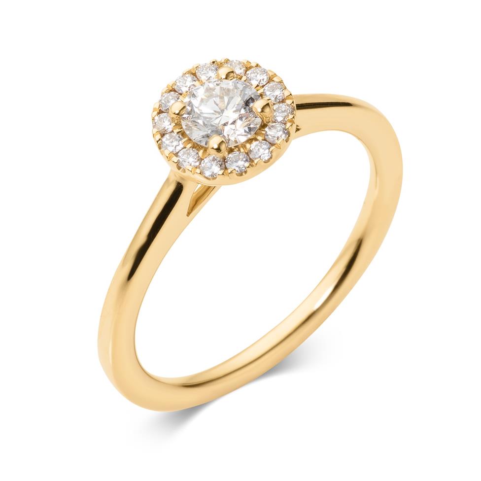 18ct Yellow Gold Diamond Round Halo Engagement Ring 0.48ct Thumbnail Image 0