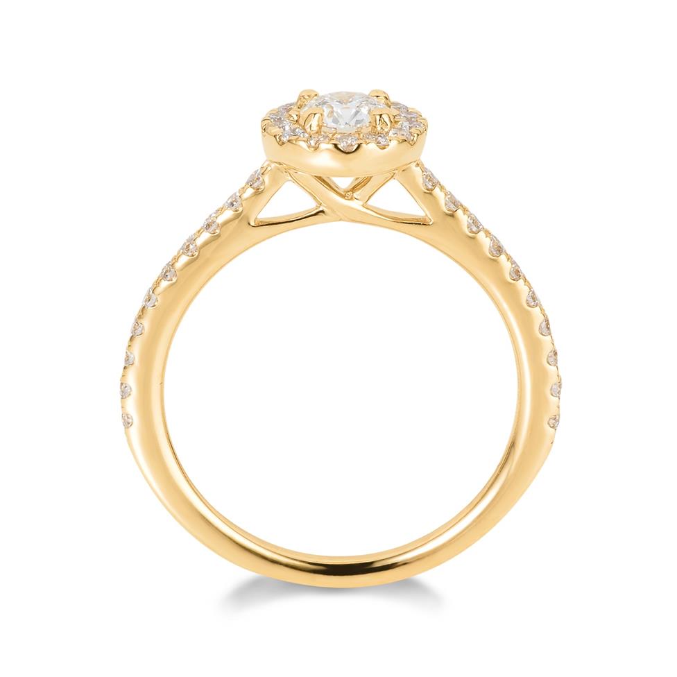 18ct Yellow Gold Diamond Round Halo Engagement Ring 0.65ct Thumbnail Image 2
