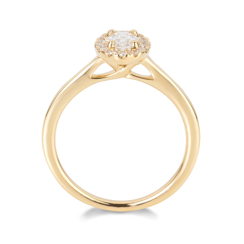 18ct Yellow Gold Oval Diamond Halo Engagement Ring 0.45ct Thumbnail Image 2