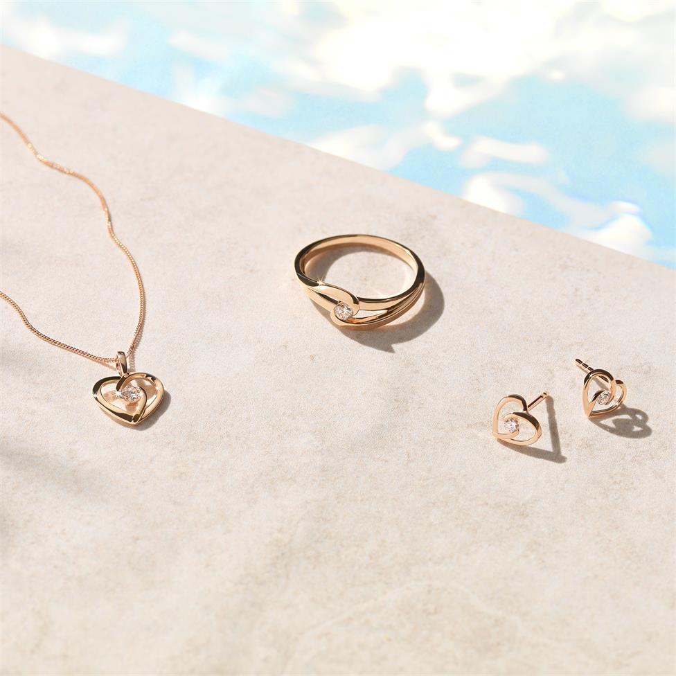 Mon Coeur 18ct Rose Gold Twist Design Diamond Dress Ring 0.08ct Thumbnail Image 1