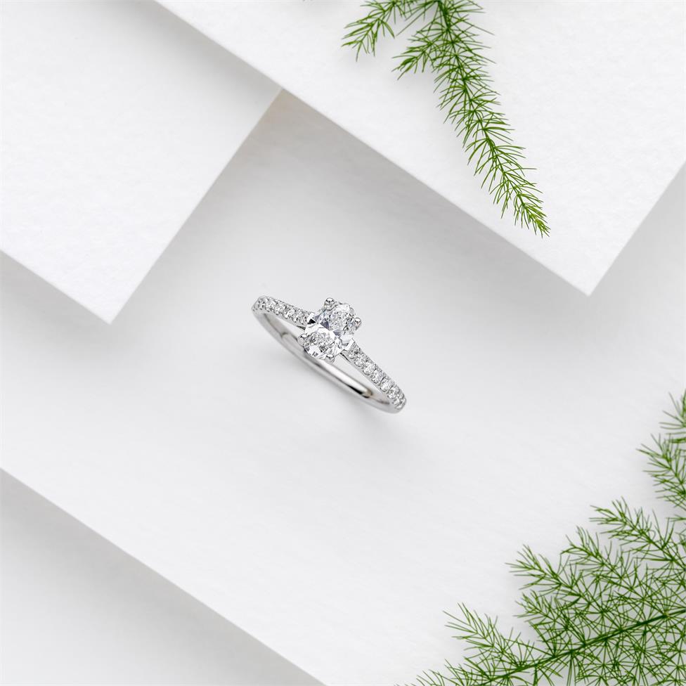 Platinum Oval Diamond Solitaire Engagement Ring 1.00ct Thumbnail Image 1