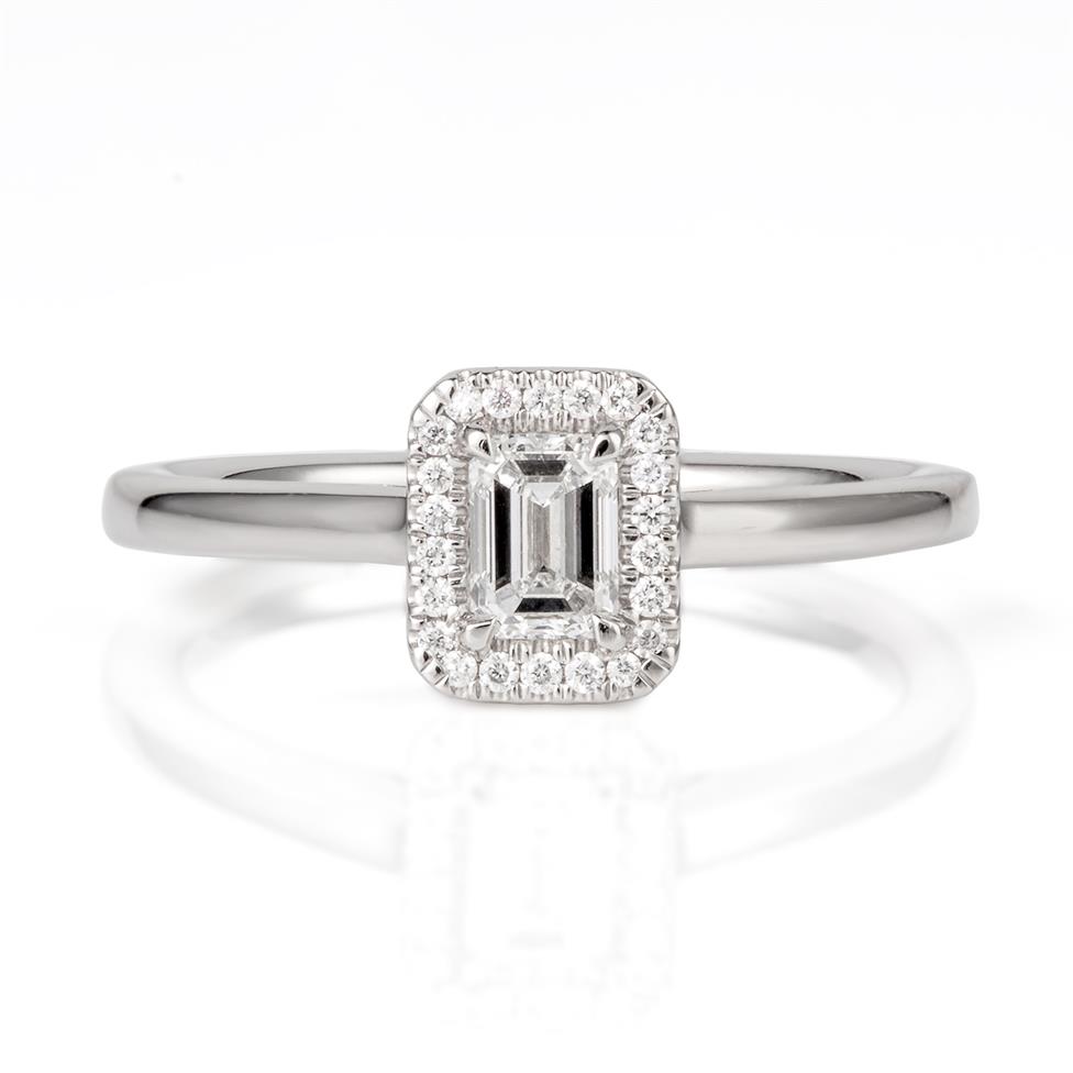 Platinum Emerald Cut Diamond Halo Engagement Ring 0.40ct Thumbnail Image 1