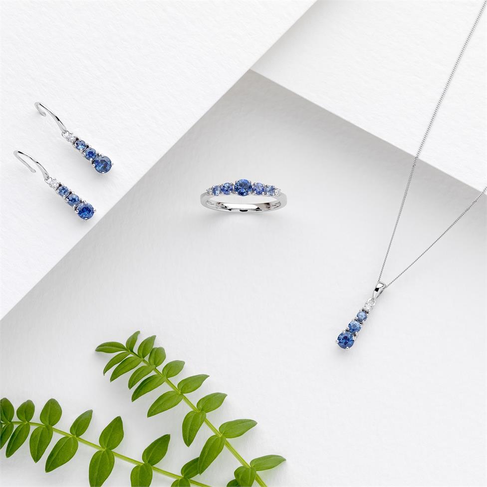Bonbon 18ct White Gold Sapphire and Diamond Pendant Thumbnail Image 2