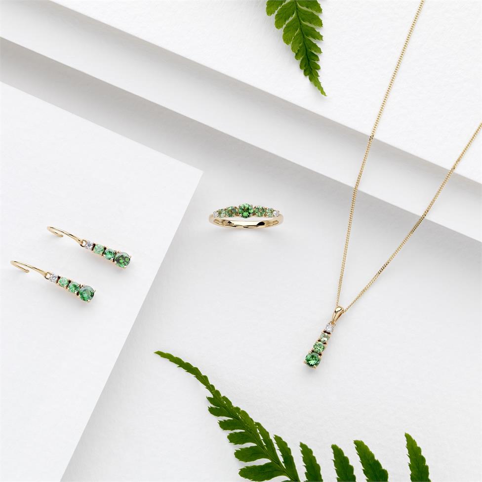 Bonbon 18ct Yellow Gold Tsavorite and Diamond Pendant Thumbnail Image 2