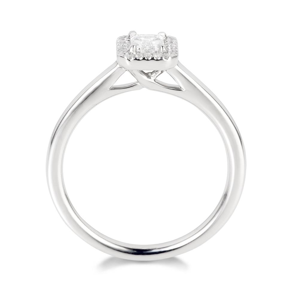 Platinum Emerald Cut Diamond Halo Engagement Ring 0.40ct Thumbnail Image 2