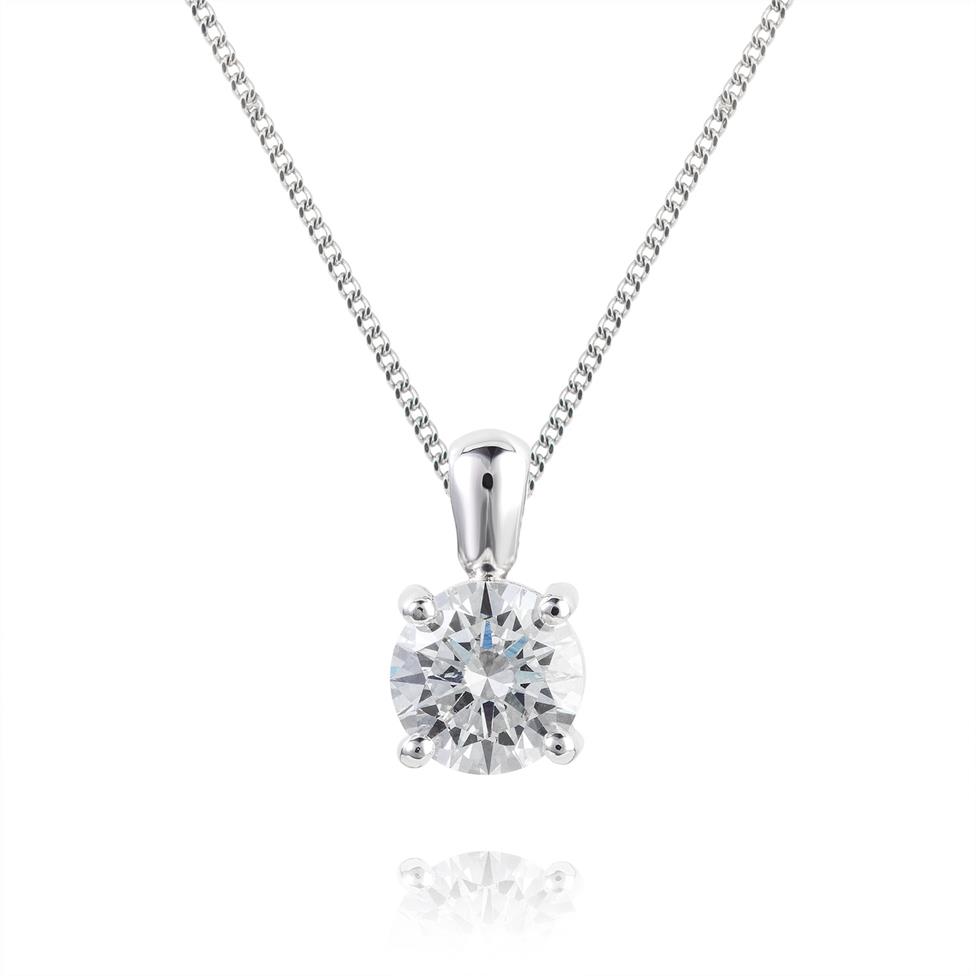 18ct White Gold Classic Diamond Solitaire Pendant 1.00ct Thumbnail Image 0