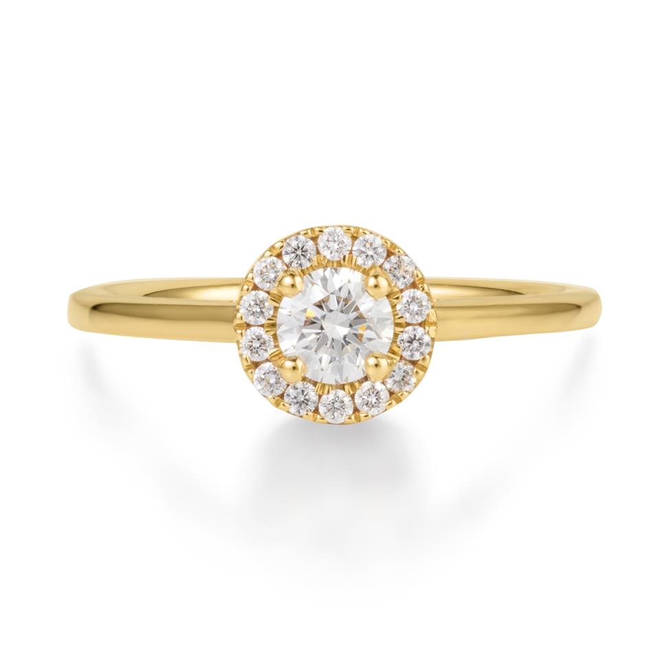 18ct Yellow Gold Diamond Round Halo Engagement Ring 0.48ct Thumbnail Image 2