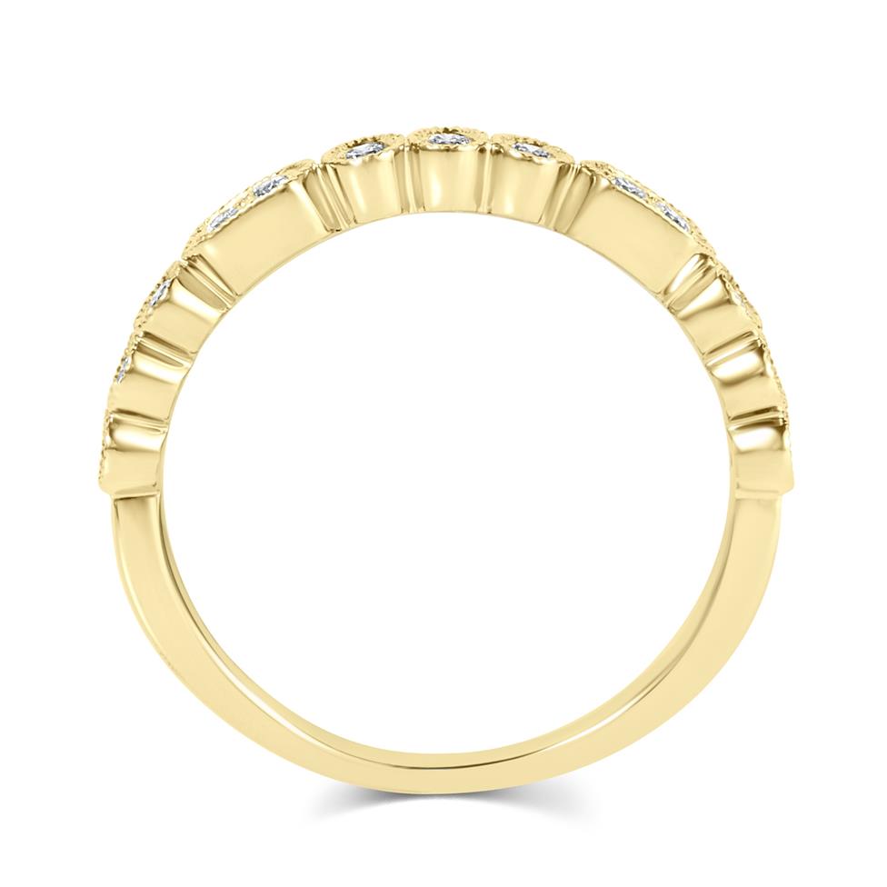 18ct Yellow Gold Vintage Style Diamond Half Eternity Ring 0.22ct Thumbnail Image 2