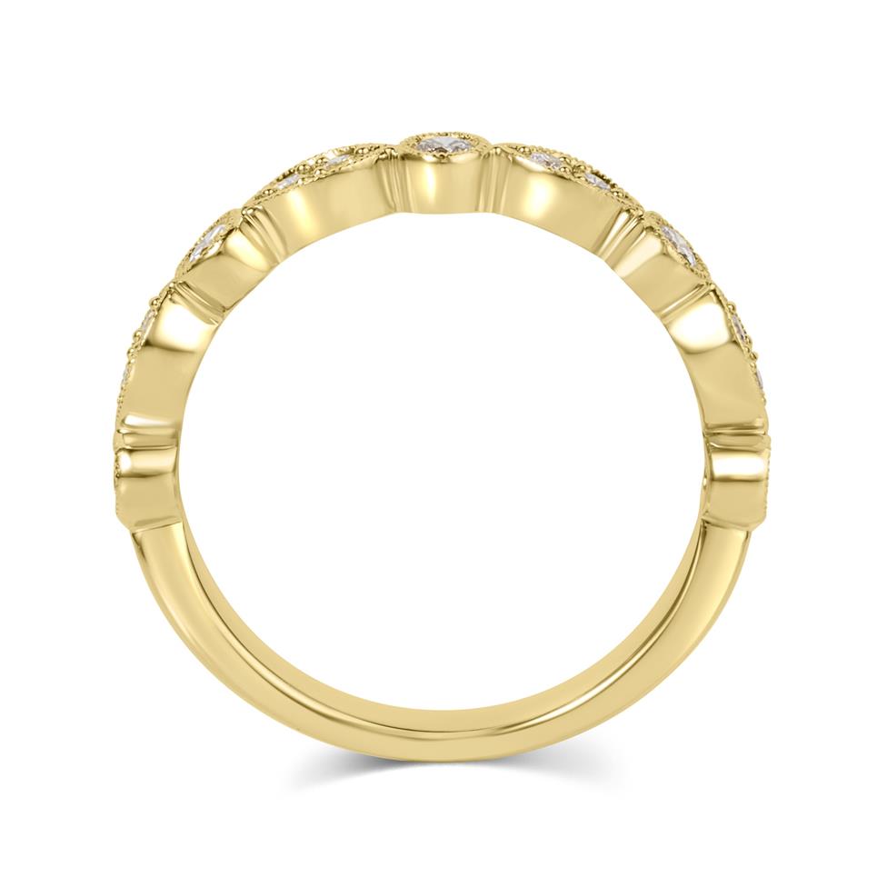 18ct Yellow Gold Vintage Style Diamond Half Eternity Ring 0.30ct Thumbnail Image 2