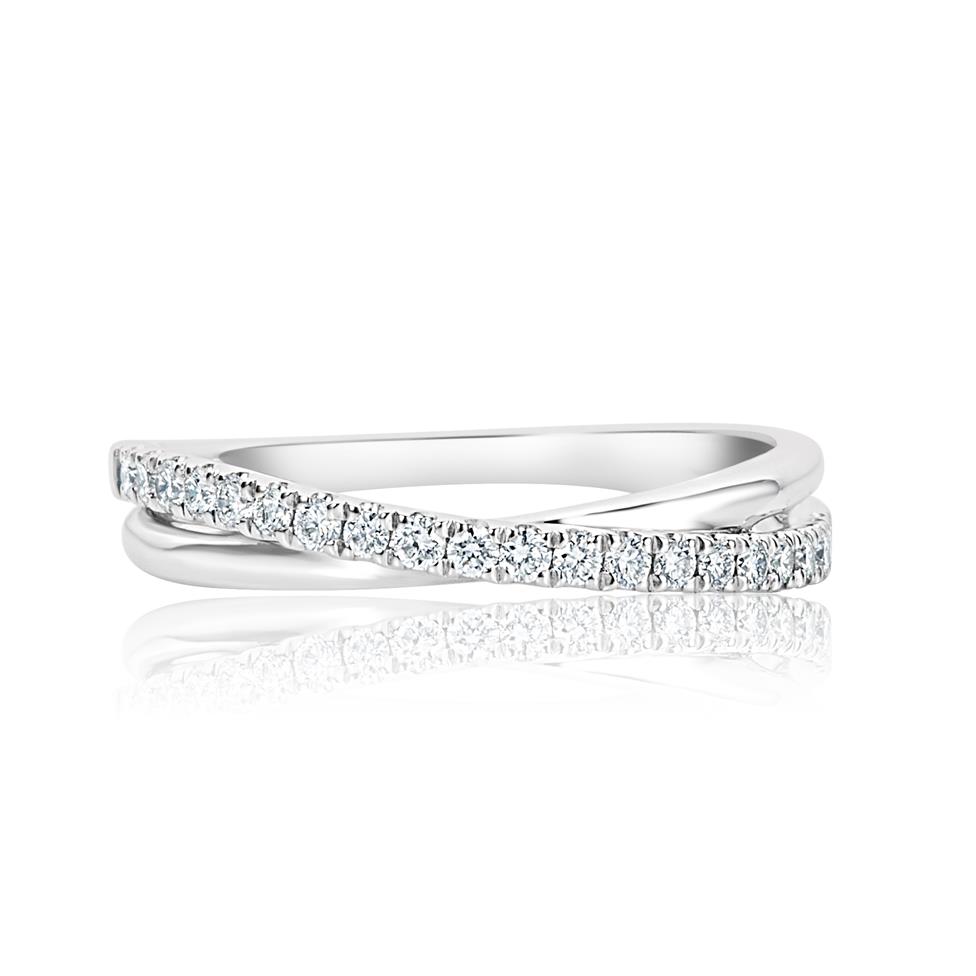 Platinum Crossover Design Diamond Dress Ring 0.20ct Thumbnail Image 2