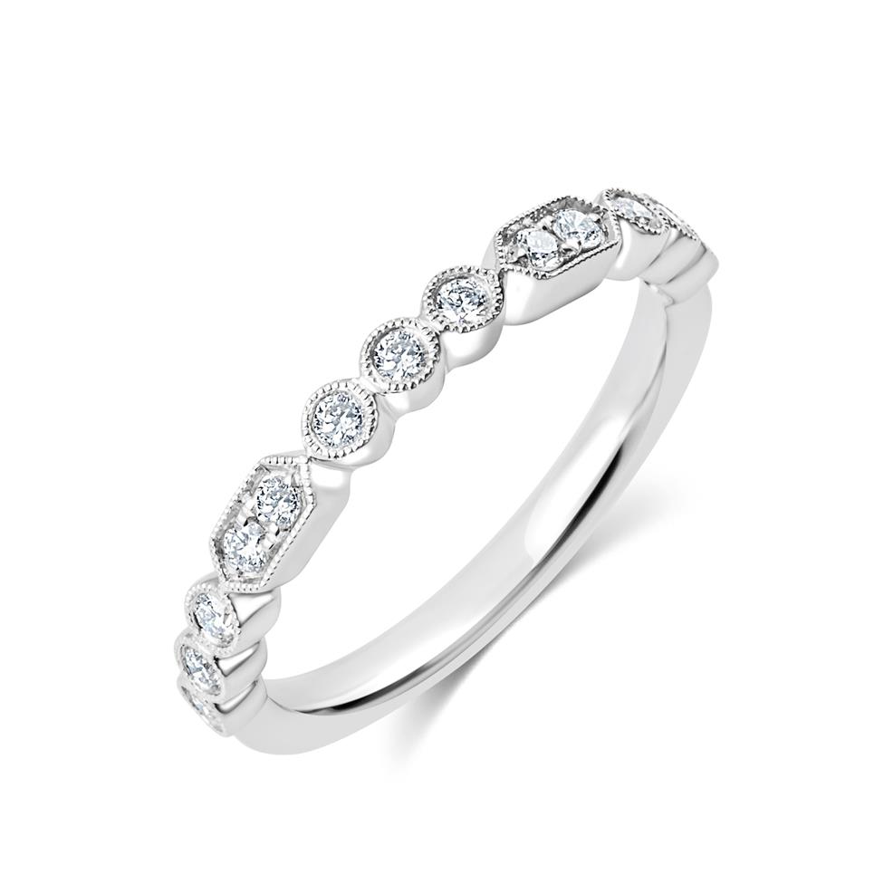 Platinum Vintage Style Diamond Half Eternity Ring 0.22ct Thumbnail Image 0