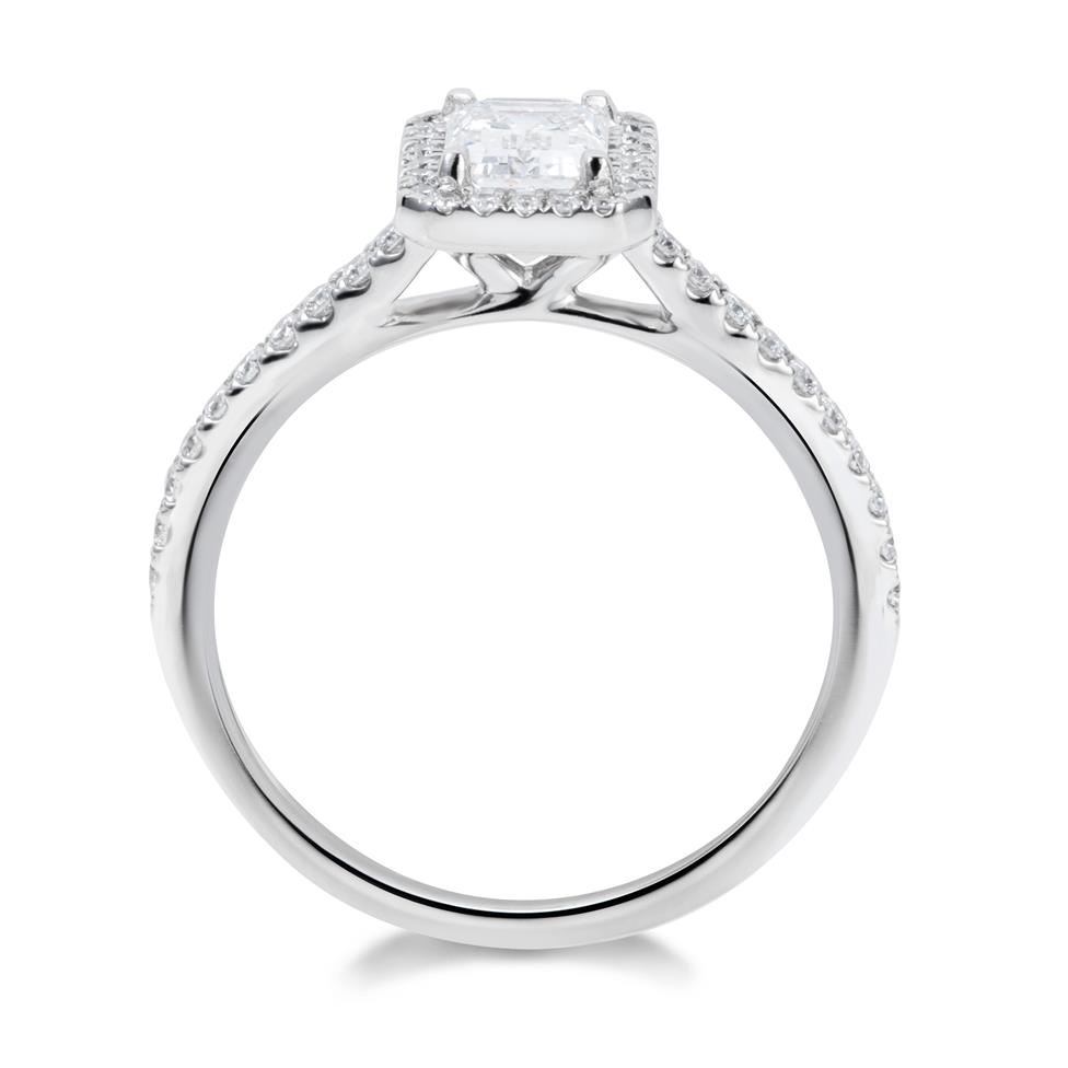 Platinum Emerald Cut Diamond Halo Engagement Ring 0.70ct Thumbnail Image 2