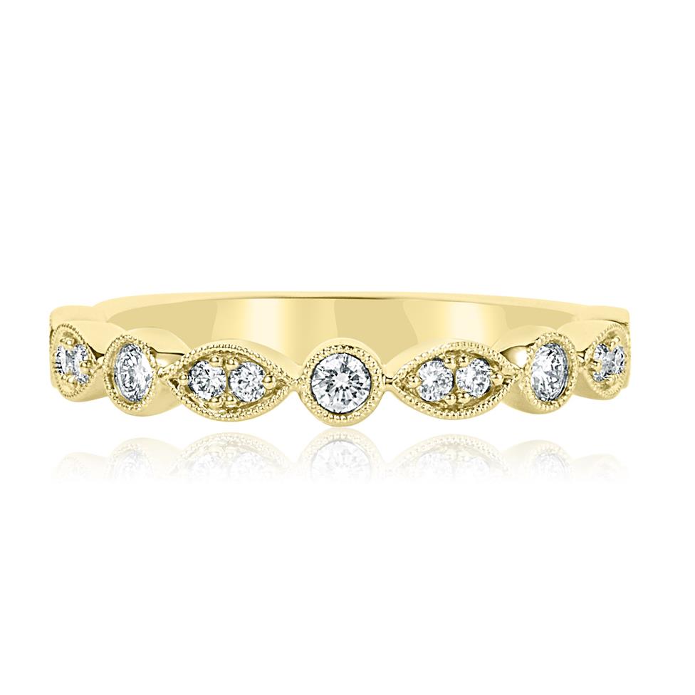 18ct Yellow Gold Vintage Style Diamond Half Eternity Ring 0.30ct Thumbnail Image 1