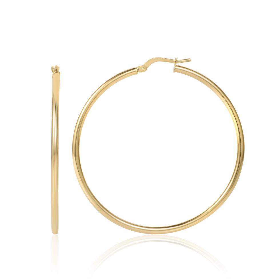 18ct Yellow Gold Hoop Earrings 44mm Thumbnail Image 0