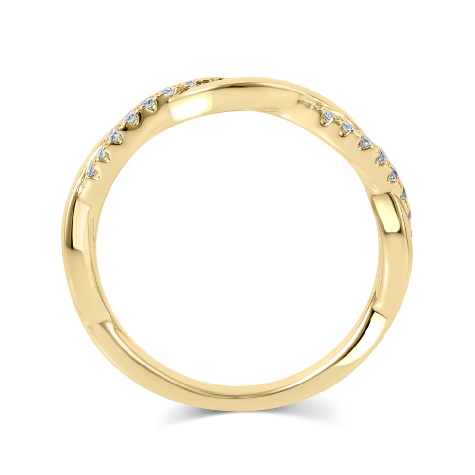 18ct Yellow Gold Plait Design Diamond Set Wedding Ring 0.13ct Thumbnail Image 4
