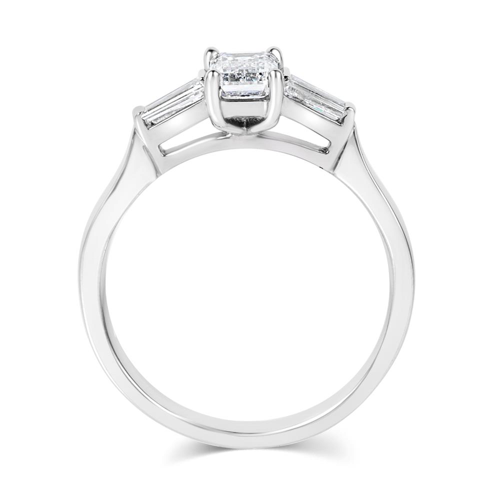 Platinum Emerald Cut And Baguette Cut Diamond Three Stone Engagement Ring 0.80ct Thumbnail Image 3