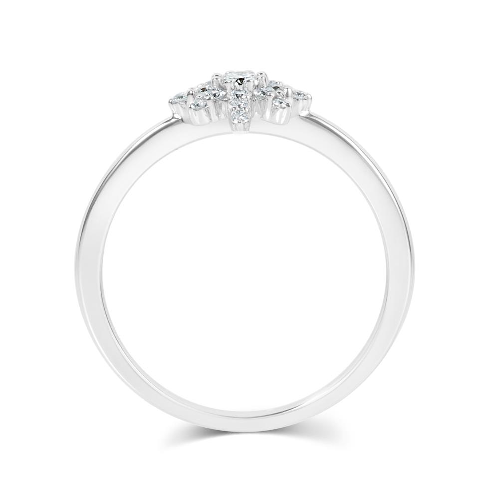 18ct White Gold Star Design Diamond Dress Ring Thumbnail Image 3