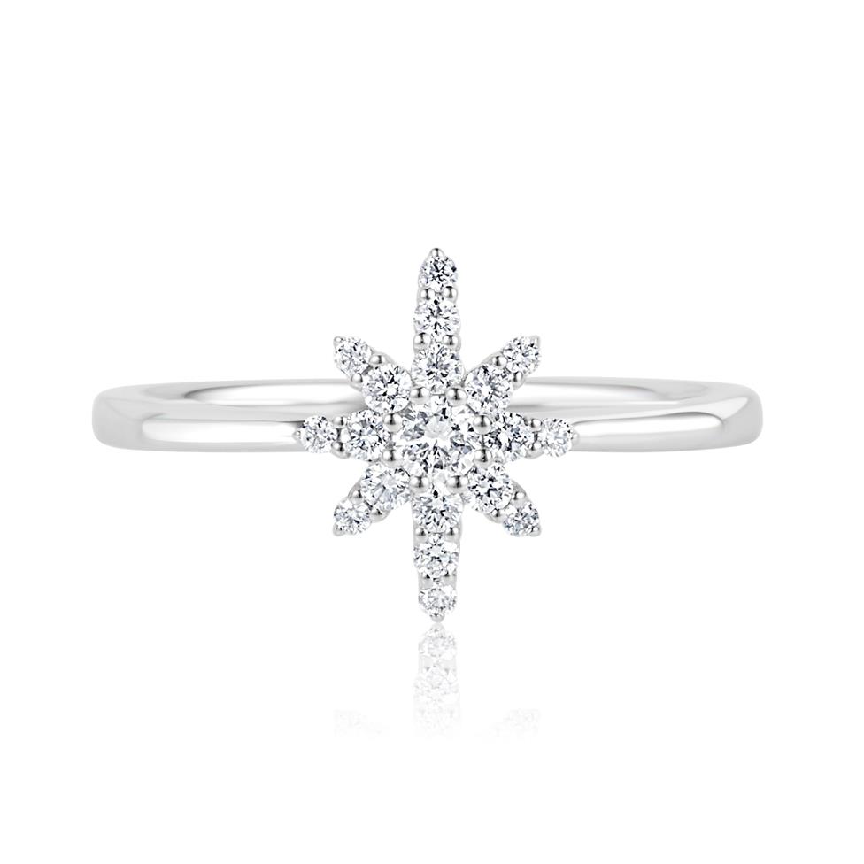 18ct White Gold Star Design Diamond Dress Ring Thumbnail Image 2