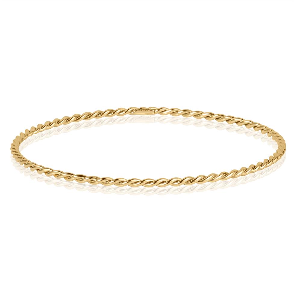 18ct Yellow Gold Twisted Design Round Bangle Thumbnail Image 0