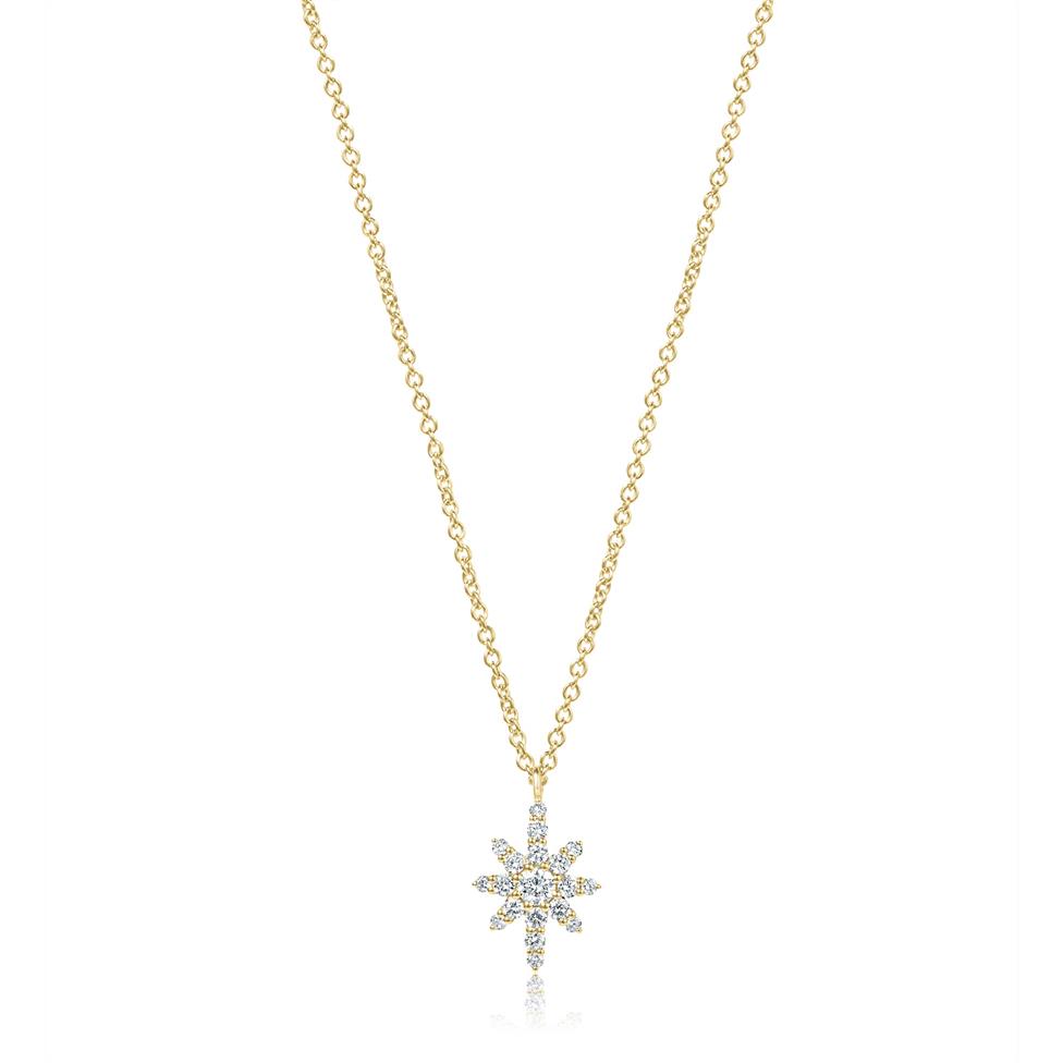 18ct Yellow Gold Star Design Diamond Necklace 0.23ct Thumbnail Image 0