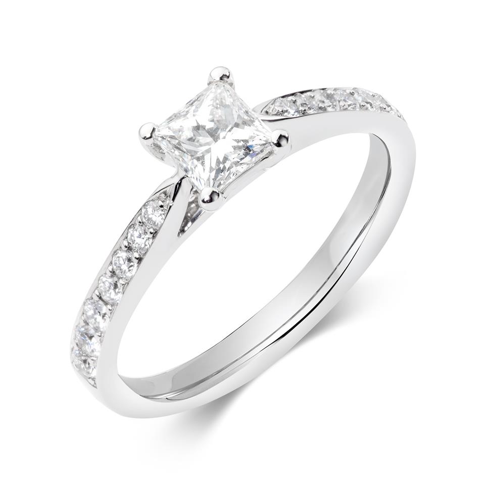 Platinum Princess Cut Diamond Solitaire Engagement Ring 0.75ct Thumbnail Image 0