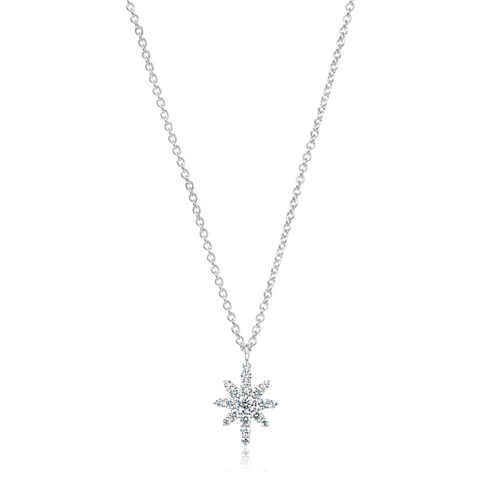 18ct White Gold Star Design Diamond Necklace 0.23ct Thumbnail Image 0