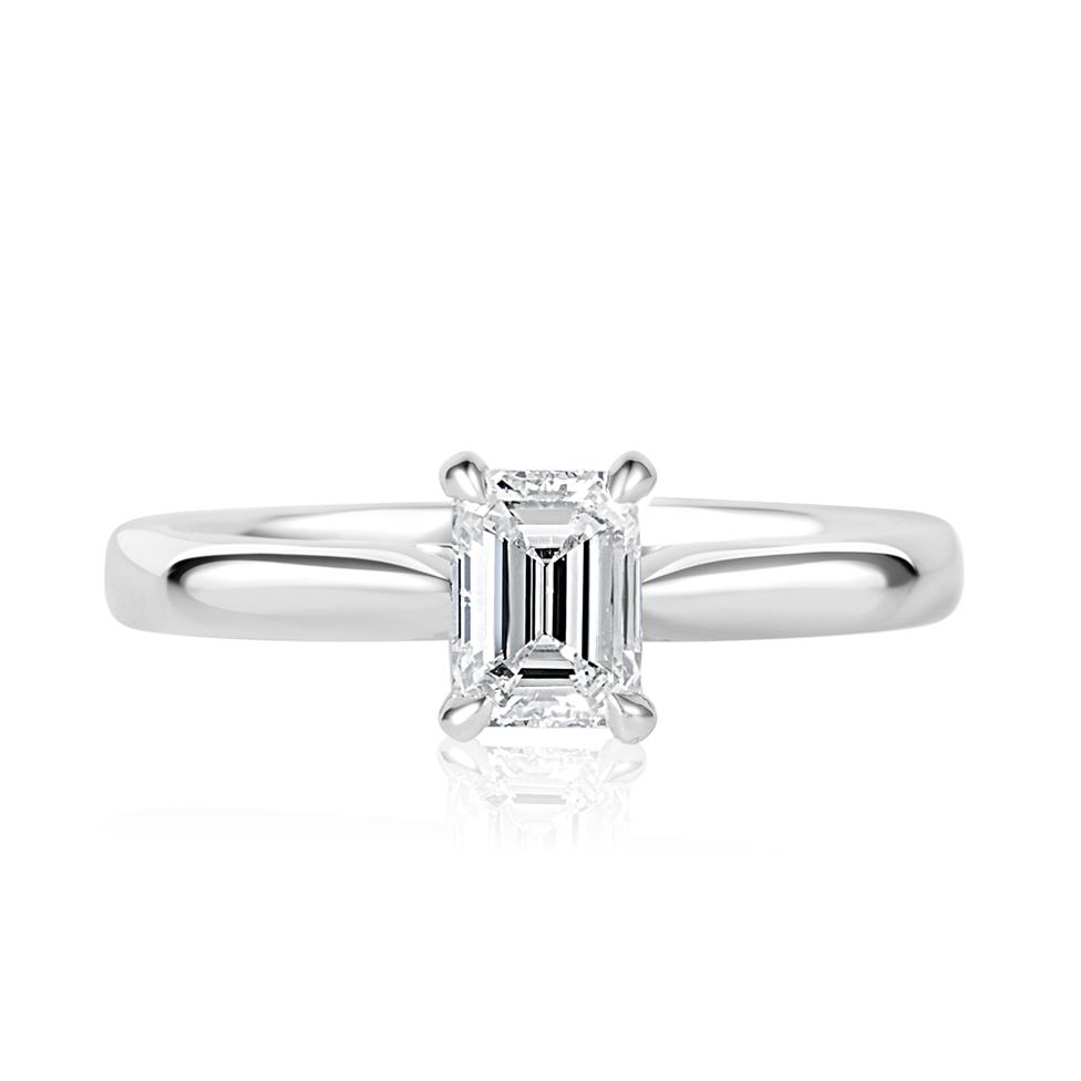Platinum Emerald Cut Diamond Solitaire Engagement Ring 0.70ct Thumbnail Image 2