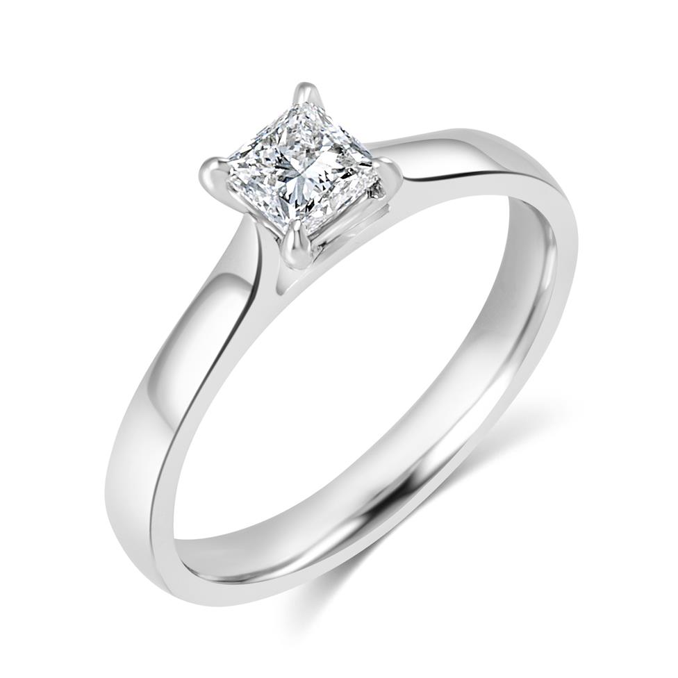Platinum Classic Design Princess Cut Diamond Solitaire Engagement Ring 0.50ct Thumbnail Image 0