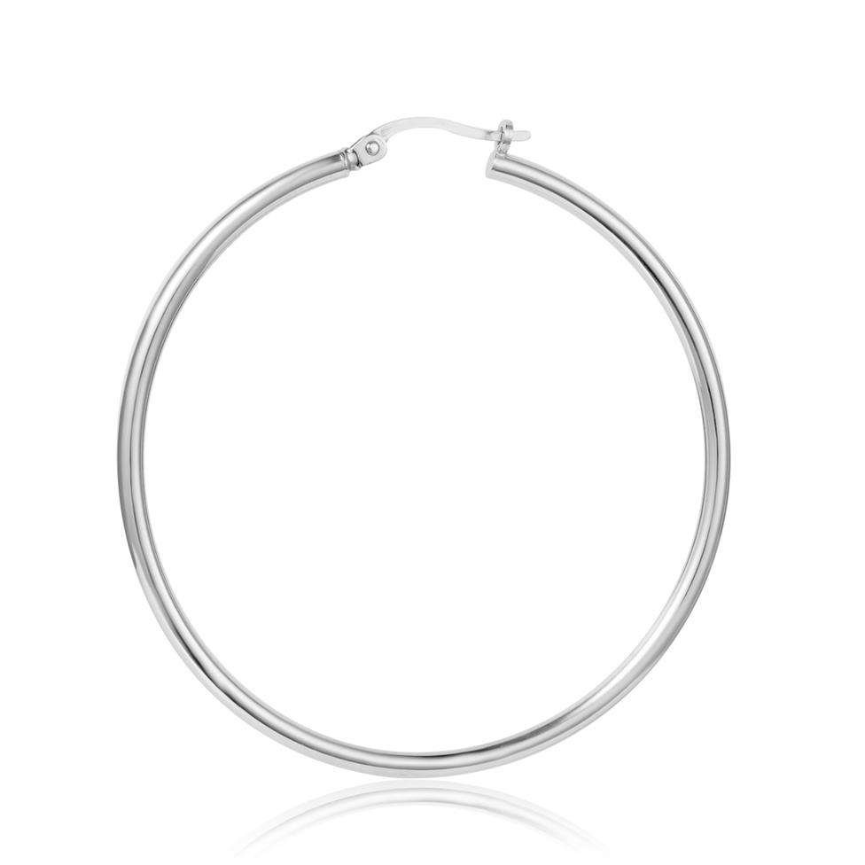 18ct White Gold Hoop Earrings 44mm Thumbnail Image 2