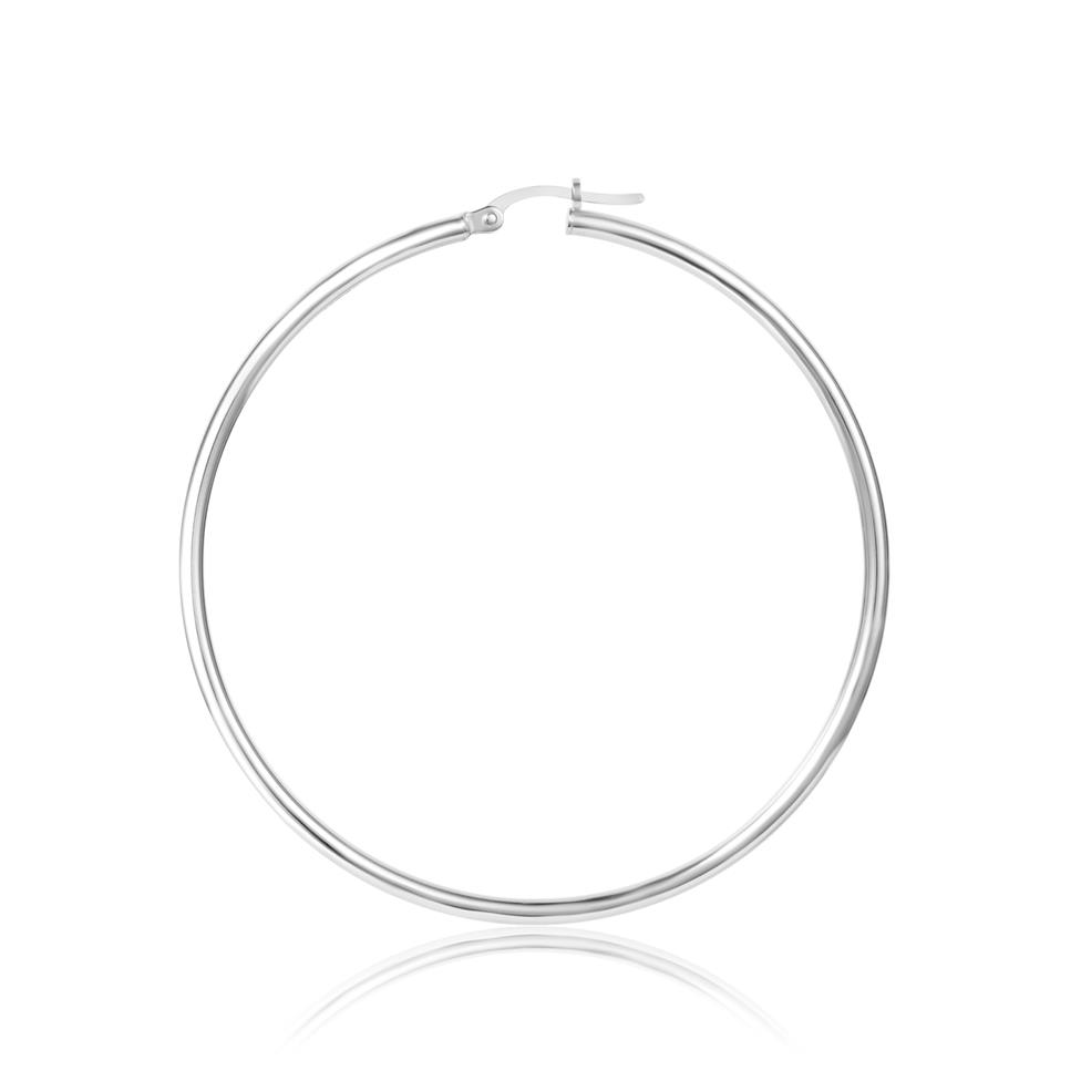 18ct White Gold Hoop Earrings 55mm Thumbnail Image 2
